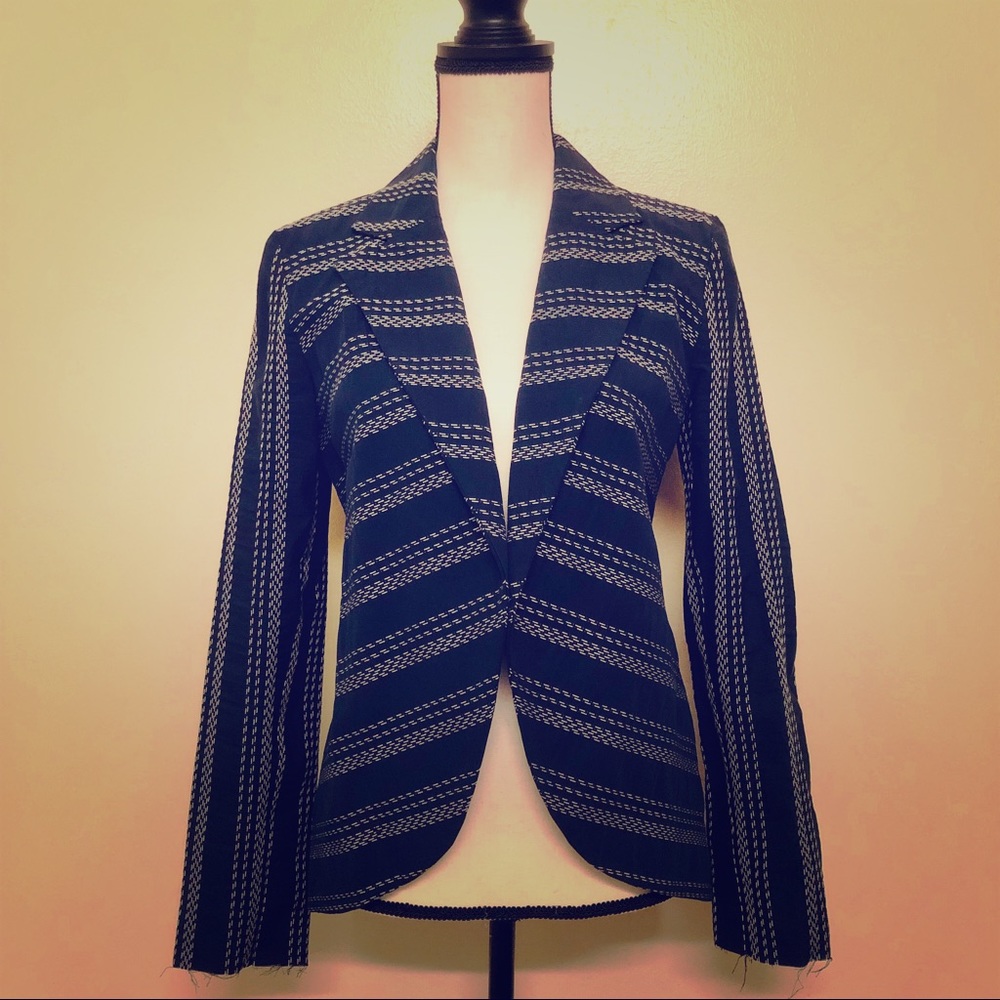 Navy blue with beige stripe summer blazer jacket